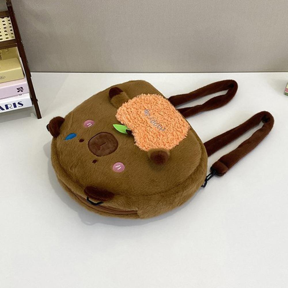 Soft Capyabra Plush Bag Plush Cartoon Doll Bag Storage Bag Capyabra Backpack  Girls