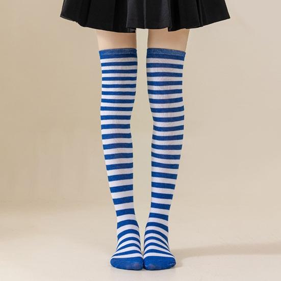Striped Thigh High Socks Women Colorful Over-the-Knee Socks Retro Stretchy Thigh Highs for Girls Cosplay Lolita Costume