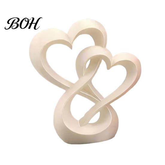 Wedding Room Ornament Intertwined Hearts Figurine, 3D Printed Love Statue, Table Living Display Decor Centerpiece Sculpture for Romantic Gift