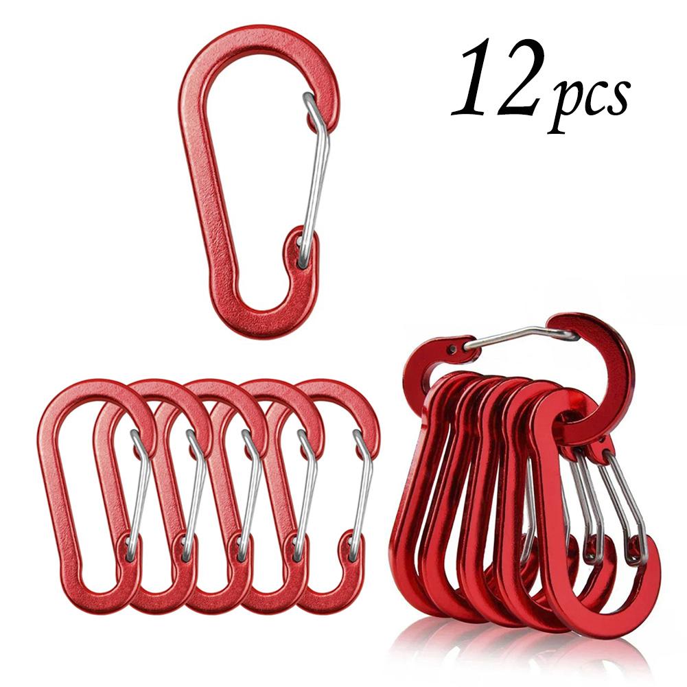 1/6/12pcs Aluminum Carabiner Clip Keychain Carabiners Lock Buckle Snap Outdoor Multi Tool Backpack Camping Hiking Fishing Hook