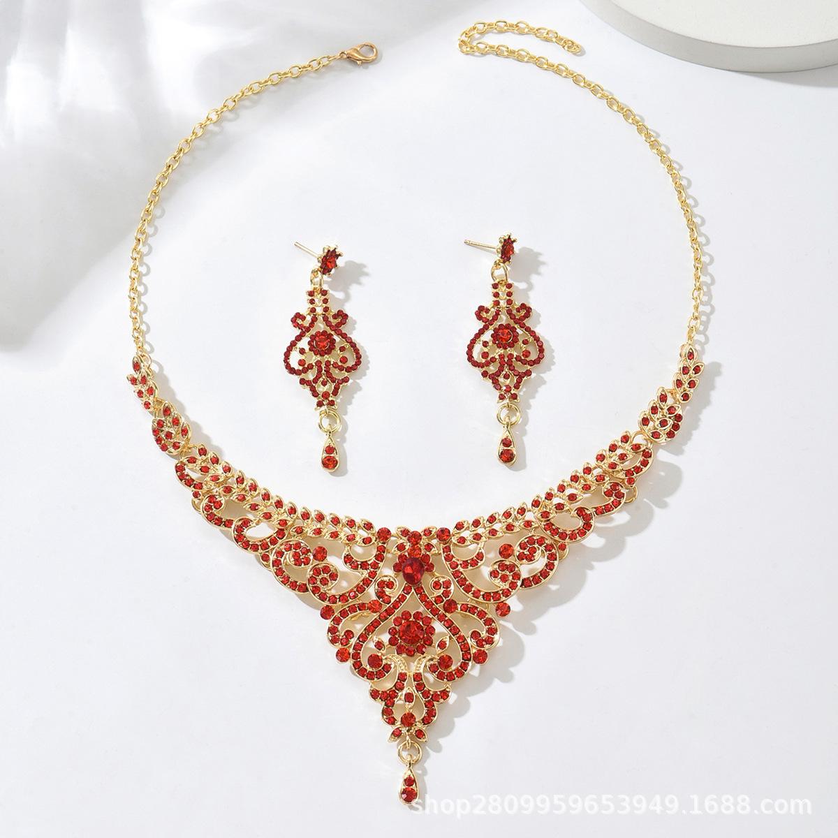 

Ожерелье-капля супер вспышка красный свадебный комплект из двух предметов серьги стразы новое ожерелье подходит для свадеб