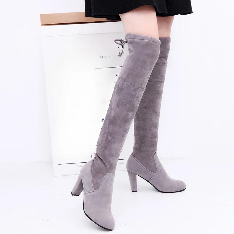 Fashion High Boots Female Winter Boots Women Over The Knee Boots Flat Stretch Sexy Fashion Shoes  Black Mujer Sneakers
