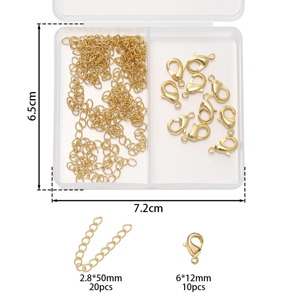 1Box 18K Gold Color Plated Lobster Clasps Extension Chains Sets For Diy Bracelet Necklace  Jewelry Making Accessories
