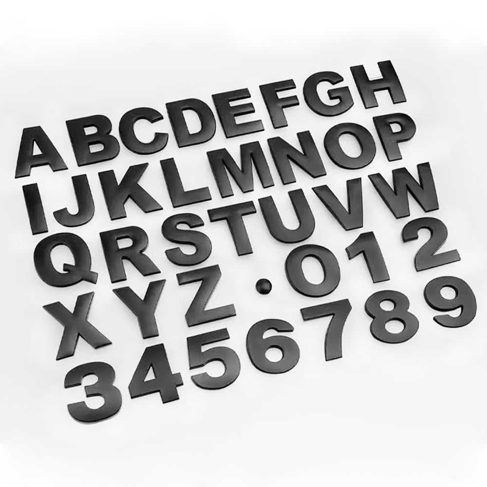 

srasakan 3D Наклейки-эмблемы для автомобиля Украшение Тюнинг Внешние детали Буквы алфавита Прописные Цифры Наклейки с цифрами (Черный, 37 шт.)