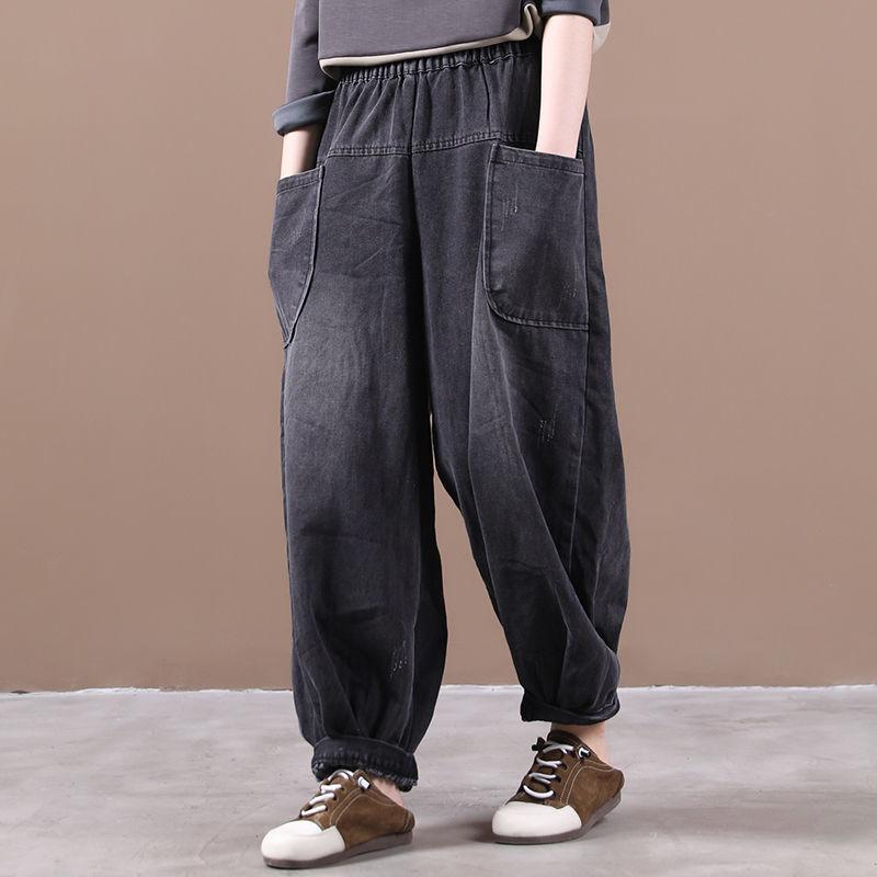 

Джинсы осеннего стиля больших размеров женские гаремные базовые эластичные штаны свободные повседневные женские брюки 2XL recommends 160-90kg