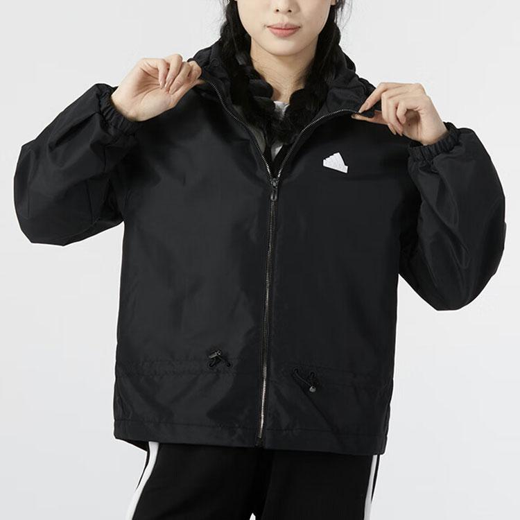 Adidas Solid Color Logo Casual Sports Jacket Women Outerwear Black IM8813