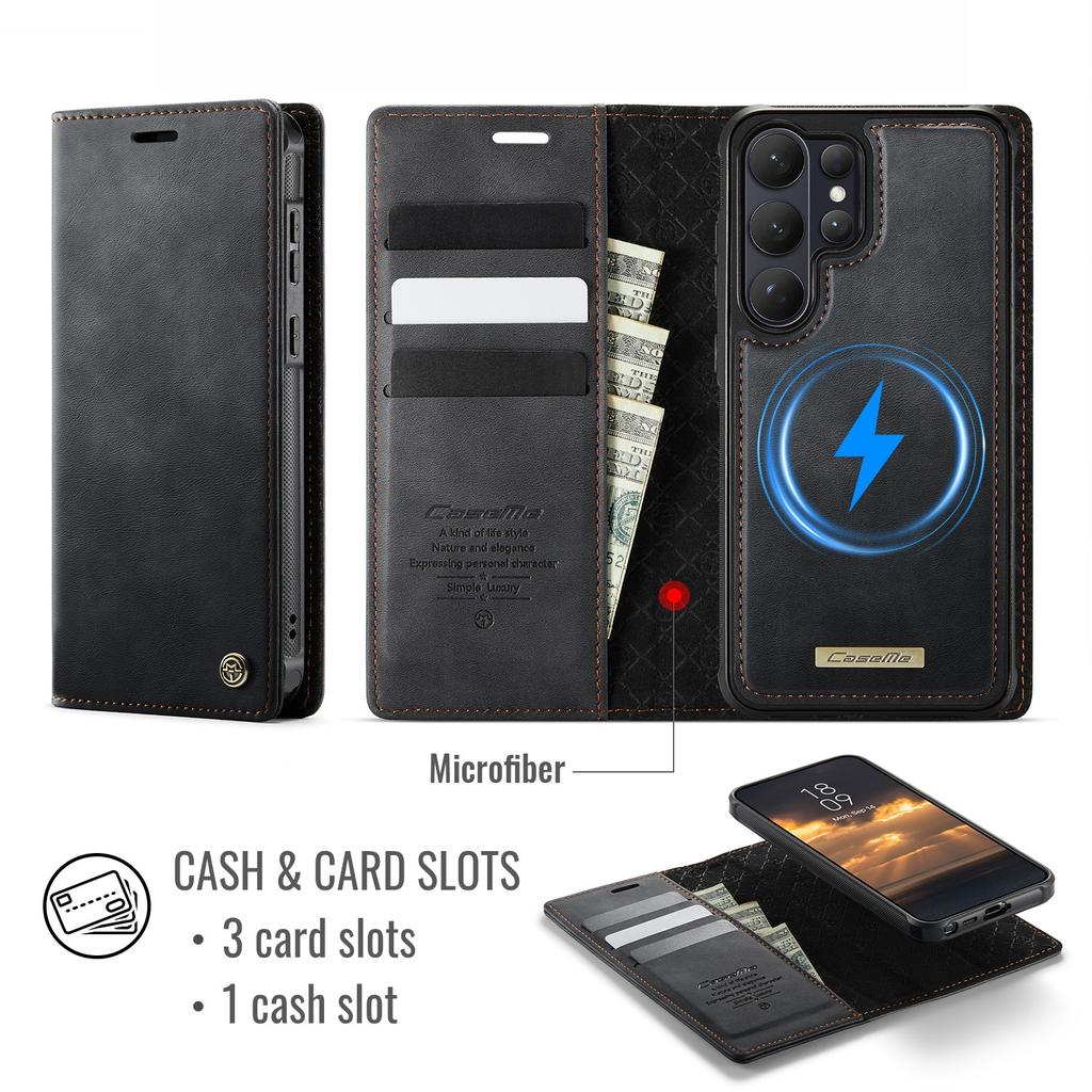 Magnetic Leather Case for Samsung Galaxy S26 Ultra S25 Edge S24 Plus S23 FE S22 S21 S20 Detachable Card Bag Holder Phone Cover