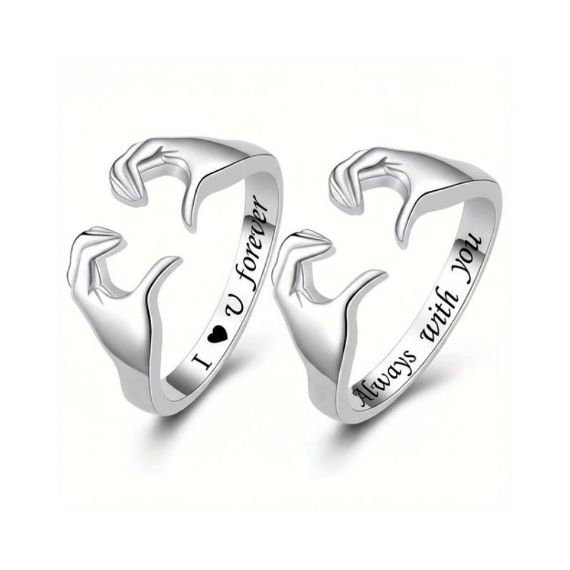 European and American Romantic Hands Than Heart Ring Ins Personalized Design Love Gesture Couple Fashion Internet Celebrity Jewelry