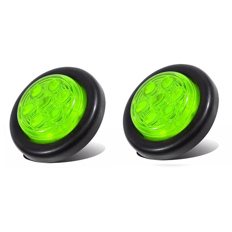 

2Pcs Green 2 inch 7-LED Round Truck Trailer Side Marker Lamp Clearance Tail Light 12V fit for RVs Utes UTVs Boat Caravans MULTI