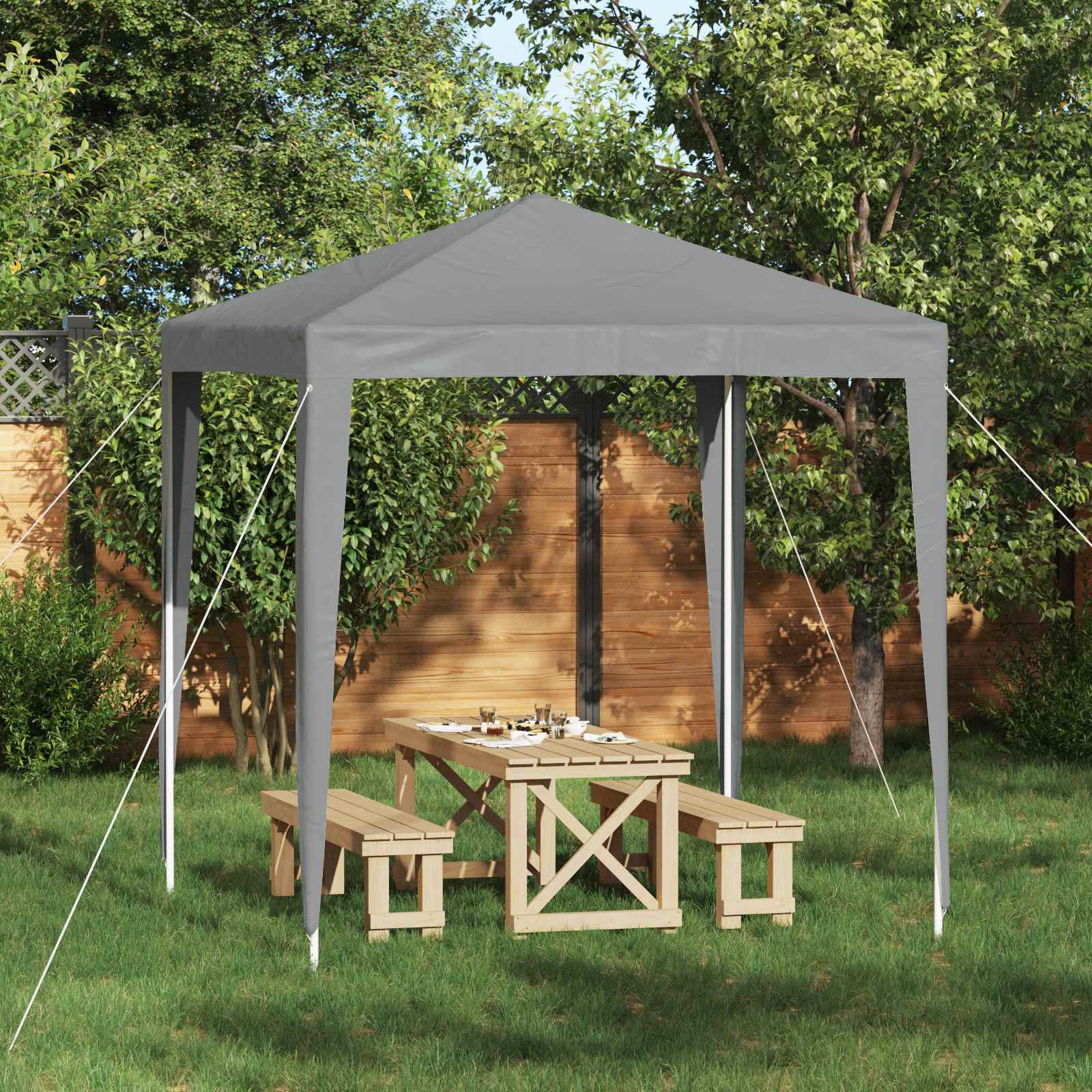 Partyzelt 200 x 200 x 240 cm Hellgrau PE und Stahl