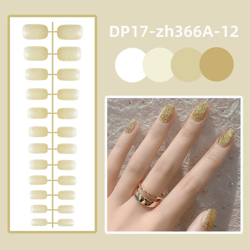 24pcs/set Pearl Glitter Fake Nail Strips Nail Stickers DIY Finished Wearable Manicure