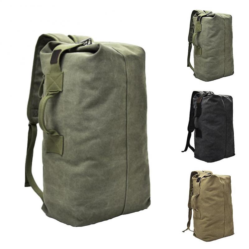 Portable Travel Men Solid Color Canvas Backpack Large Capacity Sport Rucksack