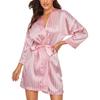 Pink Stripe European & American Sexy Lingerie Temptation Women's Bathrobe Nightgown