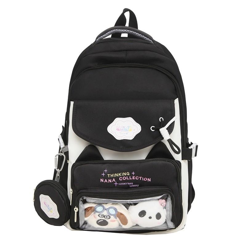 

Lightweight Casual College Student Backpack With Breathable Air Cushion Straps For Teenagers чёрный