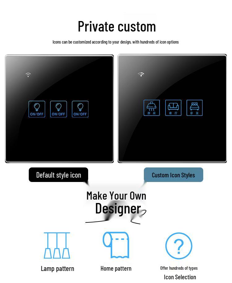 Zhengshang C4 Smart WiFi Graffiti Switch with Voice Control for Alexa/Google, EU Standard