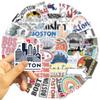 50 American Boston Graffiti Stickers Decorate Guitar Laptop Suitcase DIY Waterproof