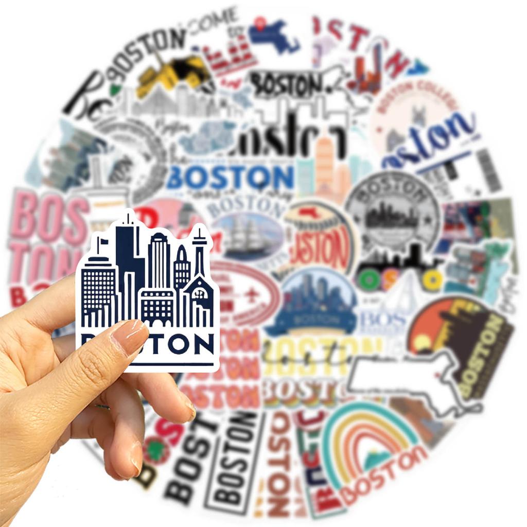 50 American Boston Graffiti Stickers Decorate Guitar Laptop Suitcase DIY Waterproof
