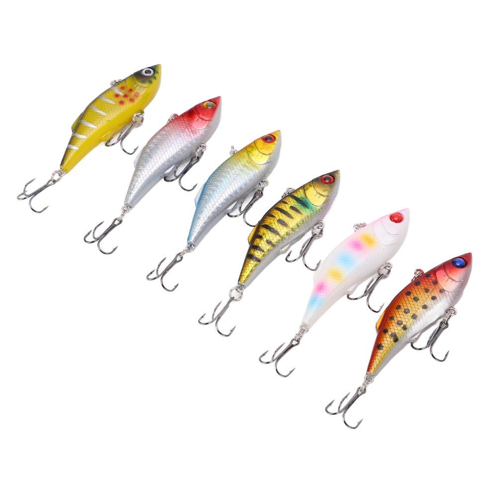 6PCS with Treble Hook Lipless Crankbaits 8cm 10g Crankbait Fishing Lures VIB Fishing Lures  for Bass