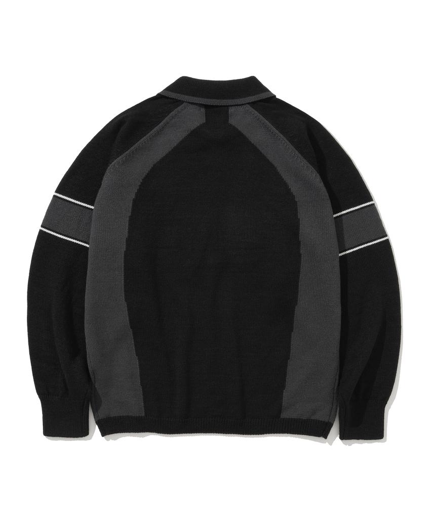 KNITTED Varsity Jacquard Collar Knit Black