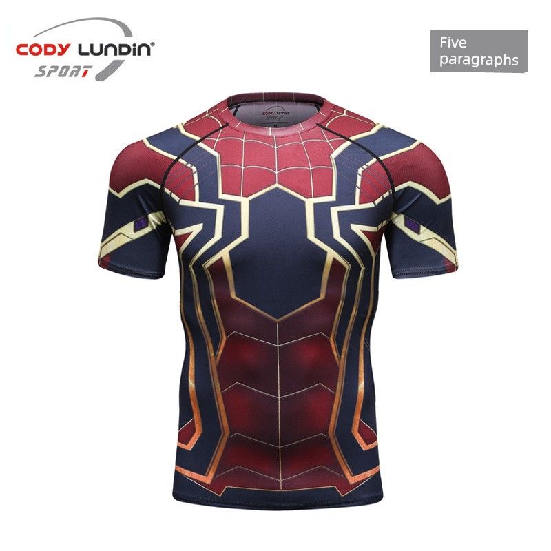 Cross-Border New Arrival Workout Clothes Men's Quick-Drying Sweatshirt Short-Sleeved Running Training Stretch Silm Sports Bodysuit Fashion