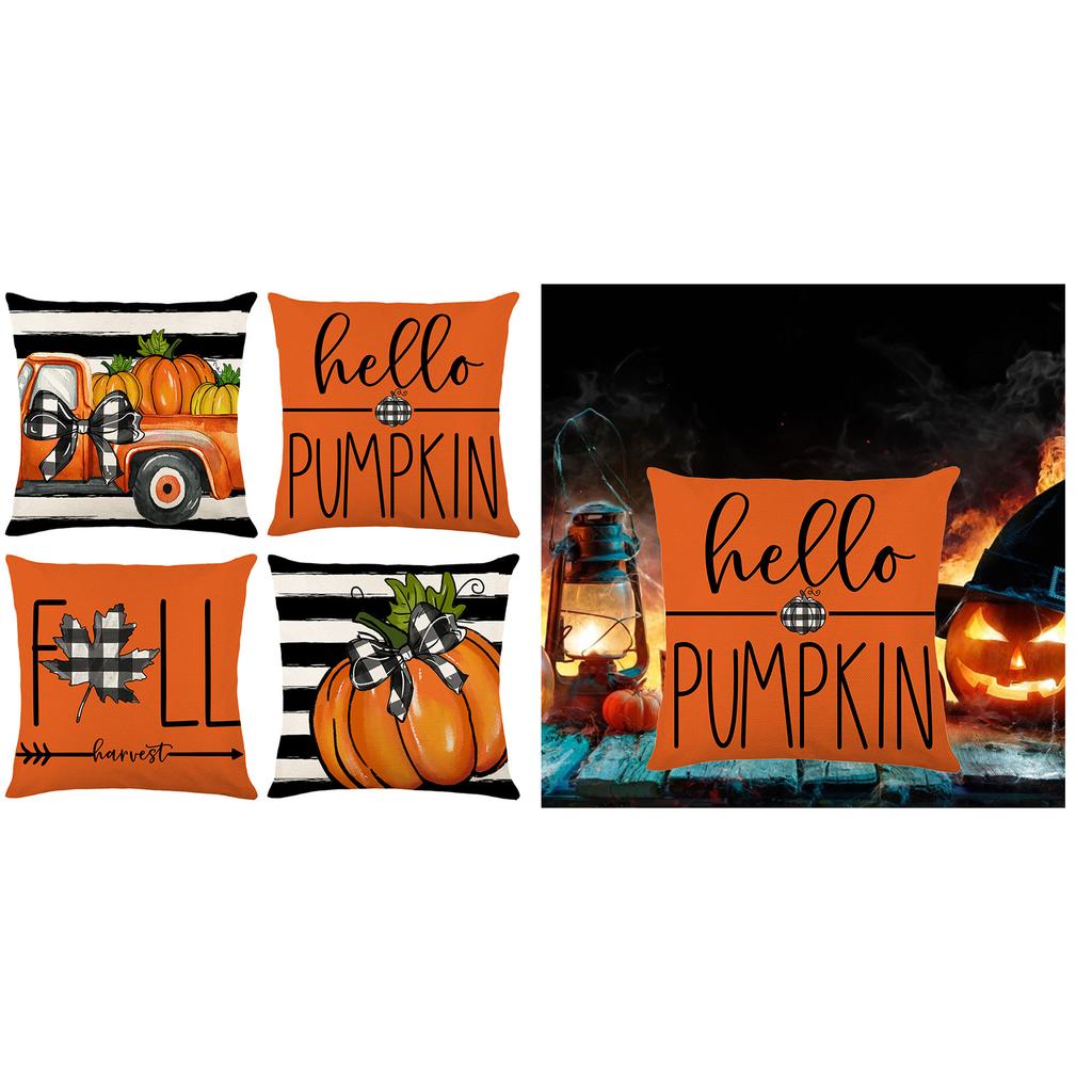 Festive Thanksgiving Pumpkin Pillowcase Decorative Cushion Cover Environmental Friendly Pillowcase with Pumpkin Print