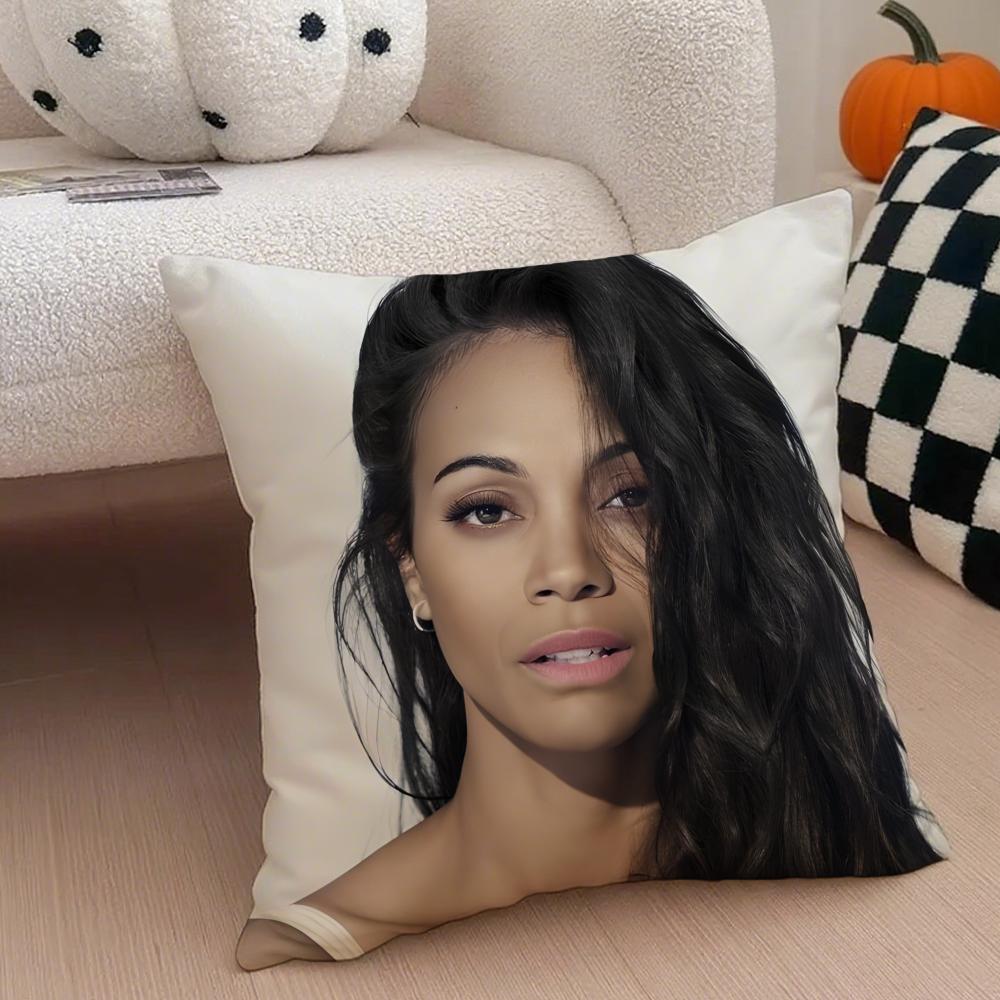 Fashion Elegant Charming ZZoe Saldana Cushion Cover Linen Pillow Case Soft Breathable Protective Couch Room Decoration