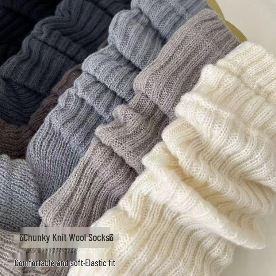 Women's Y2K Knitted Stirrup Leg Warmers - Thick, Warm Knee-High Socks for Autumn and Winter