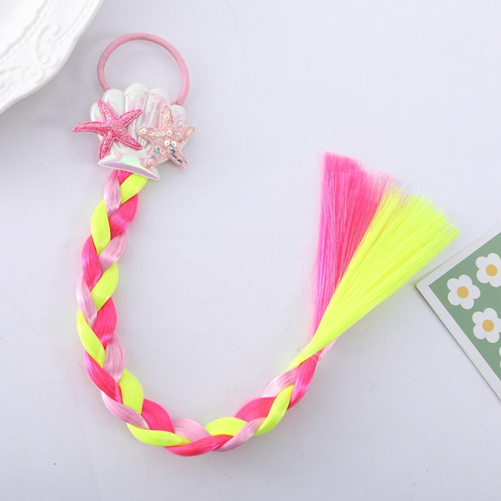 Synthetic Girls Twist Braids Hair Colorful Baby Wig Hairbands Ponytail  Party