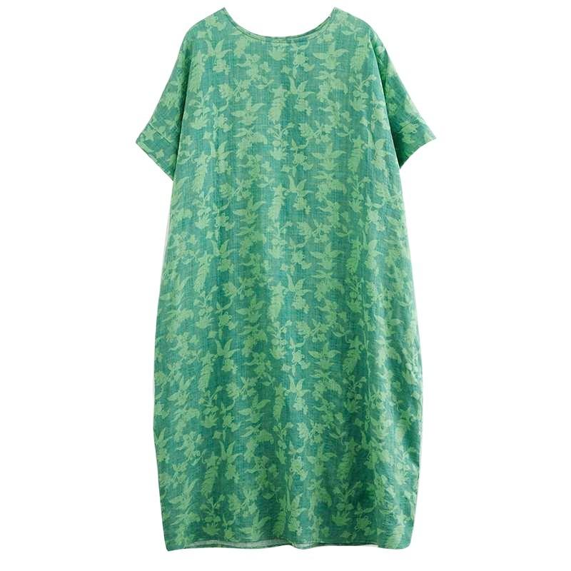 Summer New Spot Retro Flower Literary Women Temperament Knee-length Mid-length Dresses