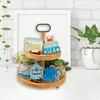 Summer Beach Tiered Tray Decor Set, Hello Beach Table Decorations, Wooden Blue Ornament, Beach Sign Board, Sand, And Chair