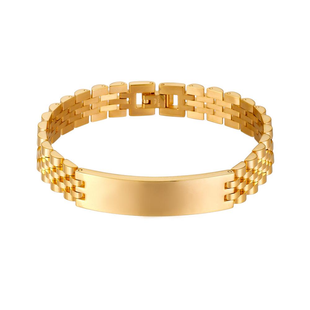 Herrenmode Verstellbares Titanstahlarmband: Europäischer & Amerikanischer Koreanischer Stil, Fünf-Glieder-Design, 15 mm breites gebogenes Edelstahl-Uhrenarmband.