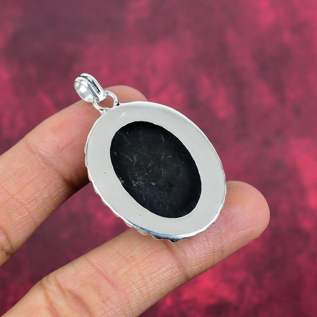 Shungite Pendant, 925 Solid Sterling Silver Gemstone Jewelry, Handmade Pendant, For Thanksgiving
