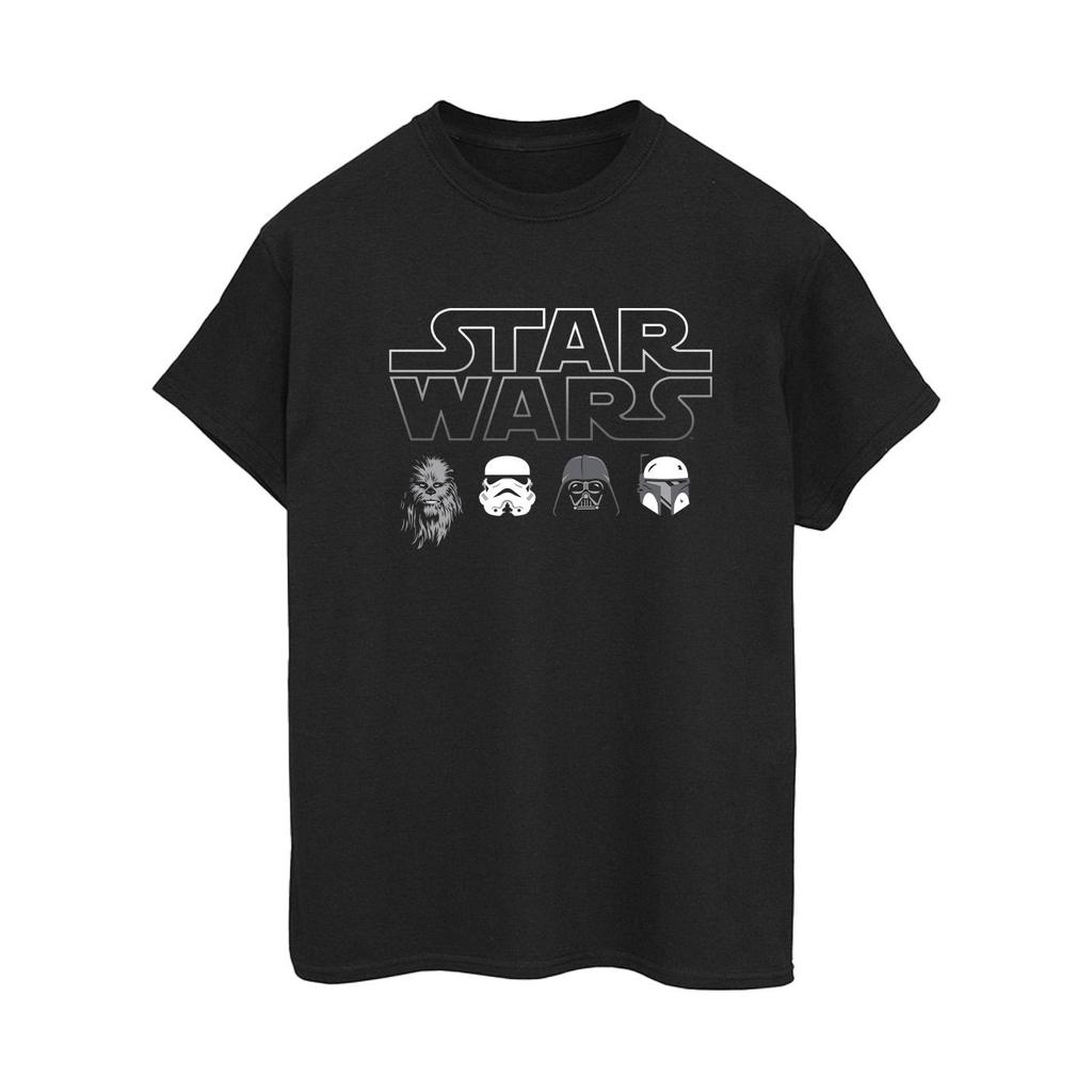 STAR WARS Womens/Ladies Character Heads Cotton Boyfriend T-Shirt