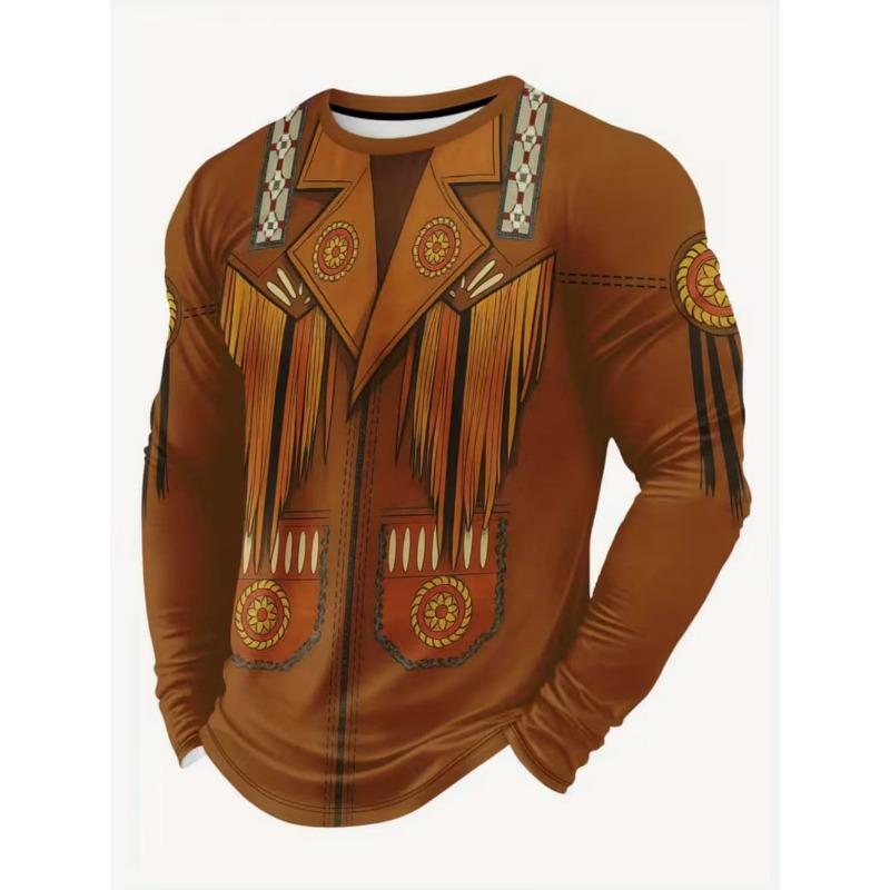 Mexiko Adler Druck T-Shirt für Herren Mode Bequemes Baumwolle Langarm-T-Shirt Lässiger Rundhals Pullover Herbst Lockere Herren Oberteile