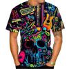 Fun Graffiti Street T-shirt 3D Printed Men's Hip Hop Summer Cool Tee shirt Casual Youth Popular Personality Short Sleeve Top