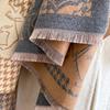 Thousand Bird Grid Splicing Roses Imitation Cashmere Thickened Warm Scarf Air-Conditioned Room Elegant Versatile Shawl