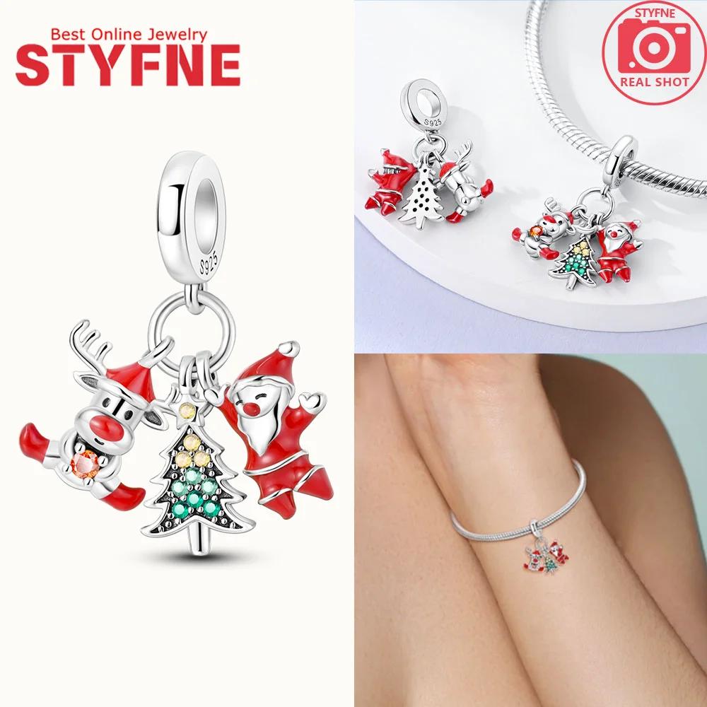 Pingentes Papai Noel Rena Árvore de Natal Contas Encaixe em Pulseiras Originais Pingentes Para Mulheres Joias Fazer DIY Presentes