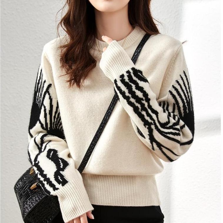 Women's Crew Neck Sweater Thick Pullover Knitwear Fall Winter Short Loose Casual OL Stretch Knit Jumper