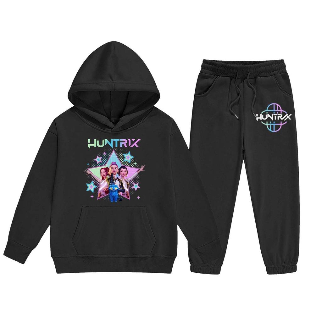 Children's Casual Fashion Hooded Pullover, Printed Loose Hoodie And Casual Pants Two-piece Set