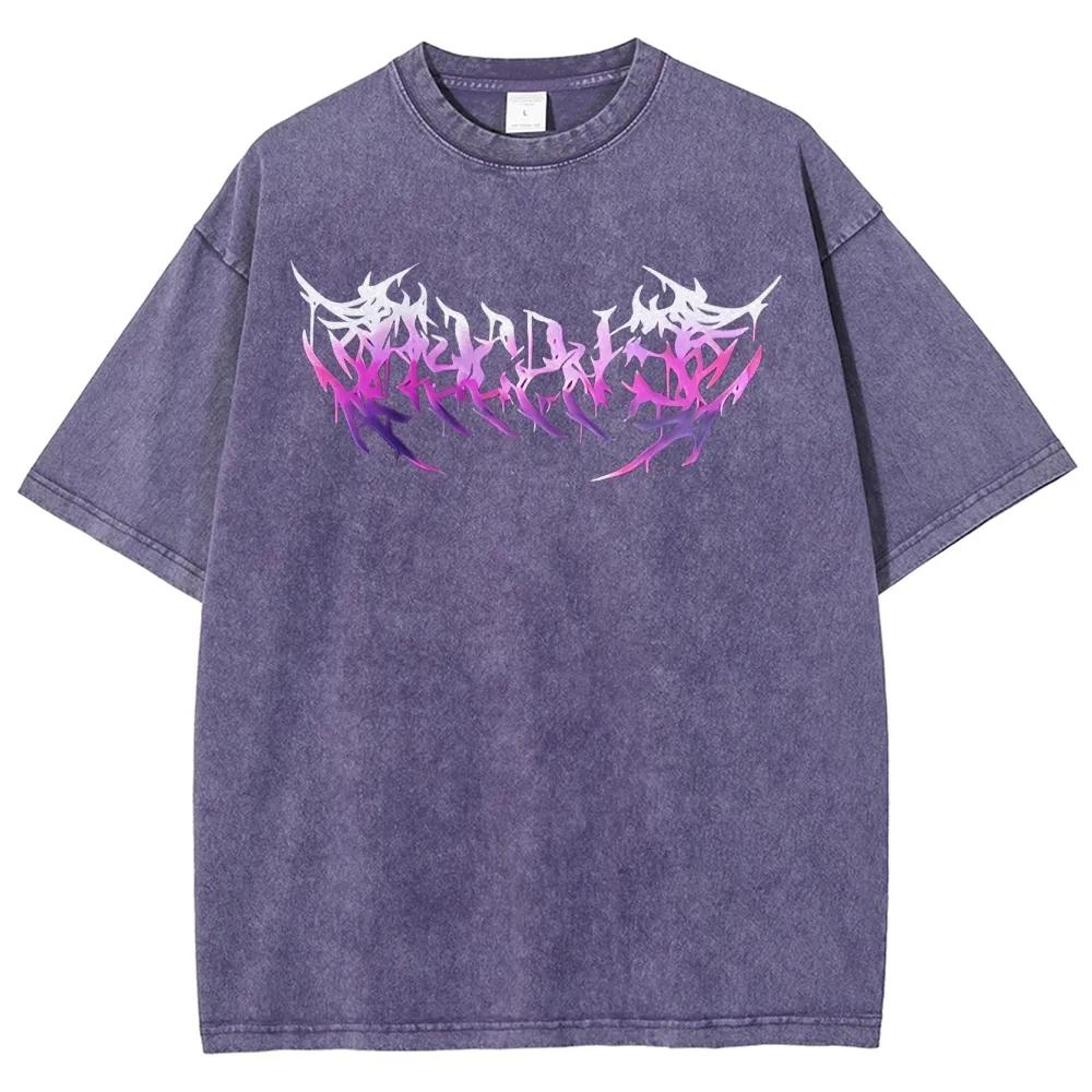 Anime Jujutsu Kaisen Vintage T-shirt For Men Women Washed Cotton Tops Summer Street Men's Short Sleeve T-shirt Clothing