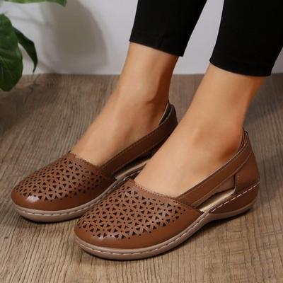 Sandali con zeppa da donna taglie forti stile euro-americano con intagli colore solido scarpe versatili