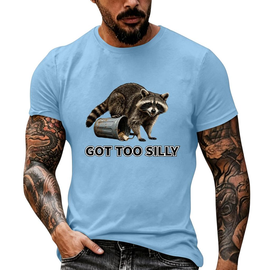 Men's Funny Animal Saying Print Vintage T-Shirt, Loose Breathable Summer Casual Top