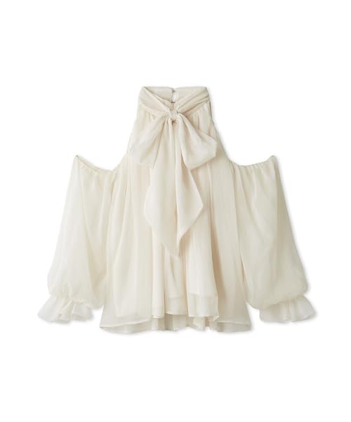 

Блузка из шифона с драпировкой и бантом Lily Brown LWFB254224 IVR Свободный размер Женская