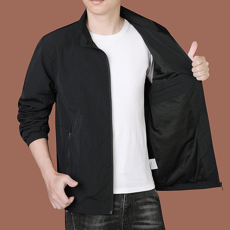 

Spring, Autumn and Winter Men s Jacket Outdoor Sports Soft Shell Quick-drying Middle-aged Business Casual Stand-up Collar Men s Clothing 4XL чорний