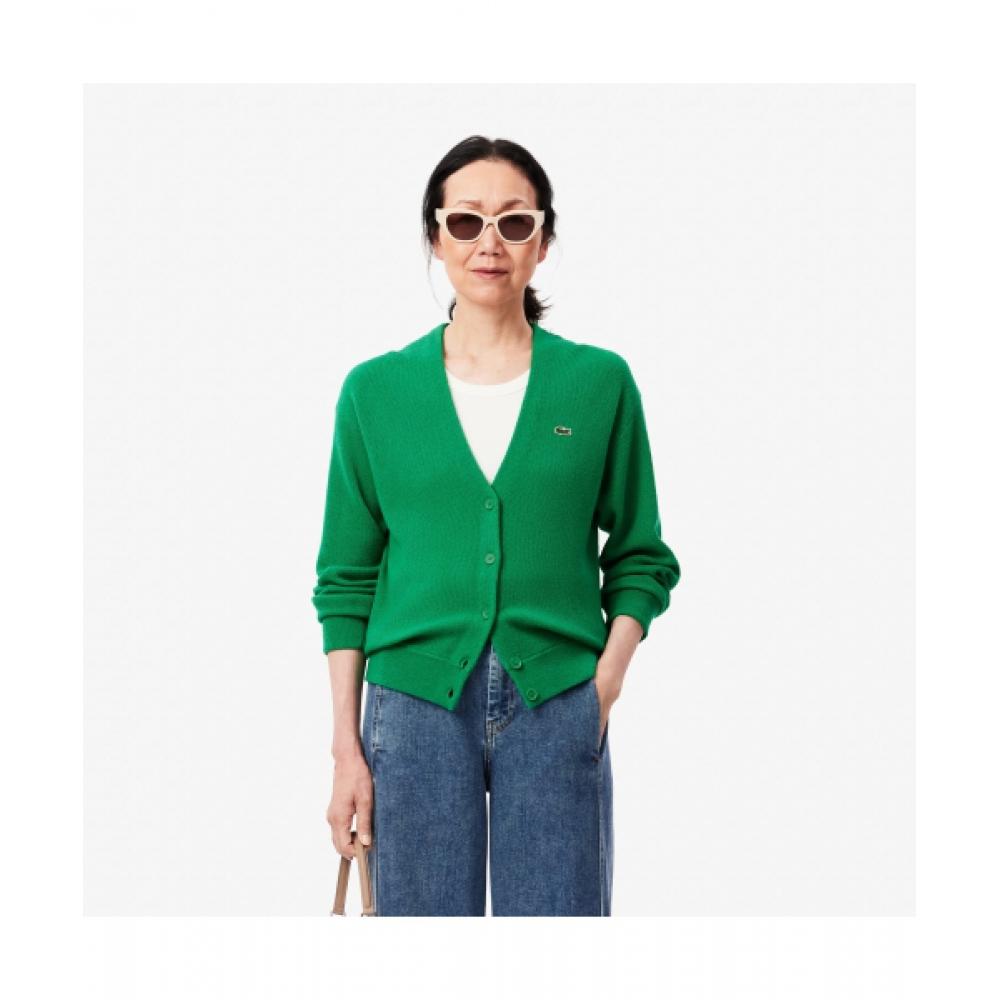 

LacoSte Women S ringS ringS V Neck Cardigan [light Green] 036