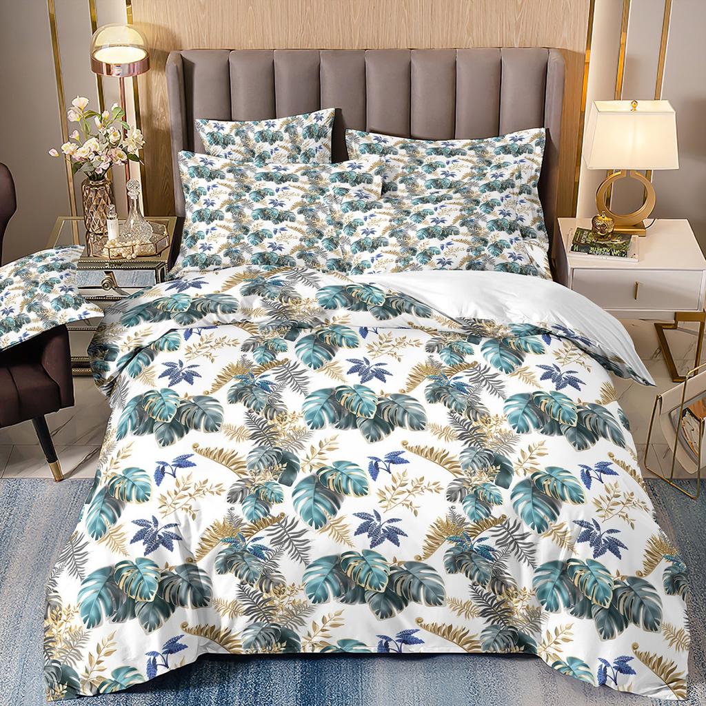 3D Digital Printing Luxury Plant Flower Quilt Cover Three-Piece Pillowcase Bedding
