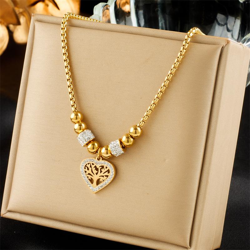 Ladies Titanium Steel Vintage Love Heart Pendant Necklace Jewelry one size