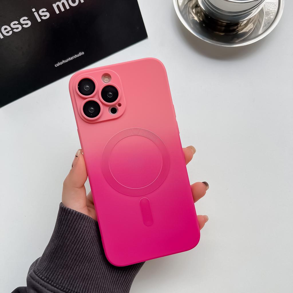Luxury Wireless Charge Gradient Pattern Phone Case For iPhone 15 11 12 13 14 Pro Max Plus Soft Magnetic Silicone Cover