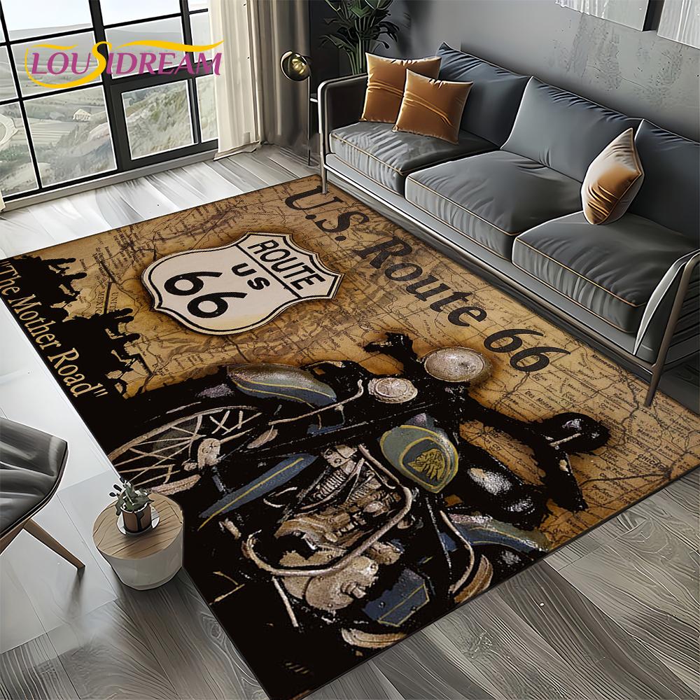 Retro America Historic Route 66,Mother Road,mãe EstradaCarpet Rug for Living Room Bedroom Home Sofa,Area Rug Non-slip Floor Mat