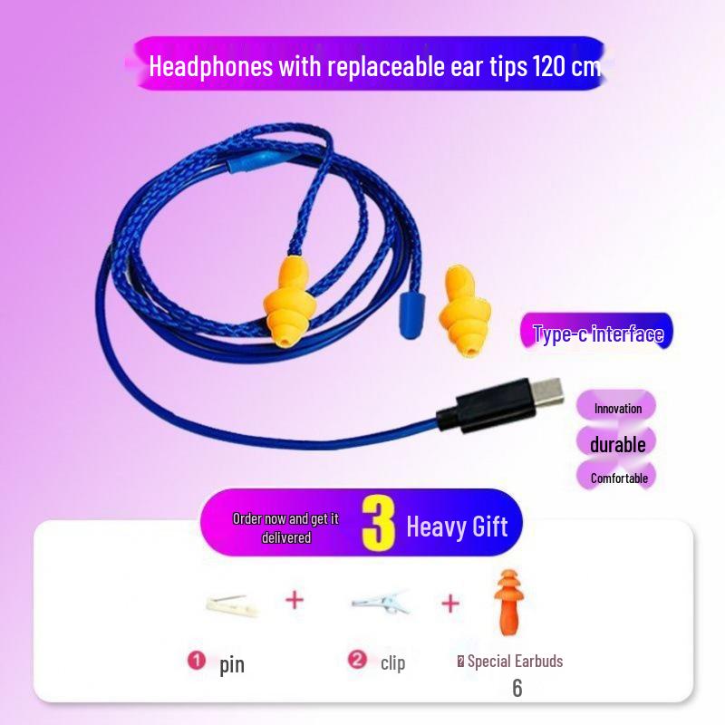 Bluetooth Noise-Cancelling Low Bass HD Wired Earplug Headphones for Work.